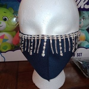 Handmade custom bling white diamond face mask